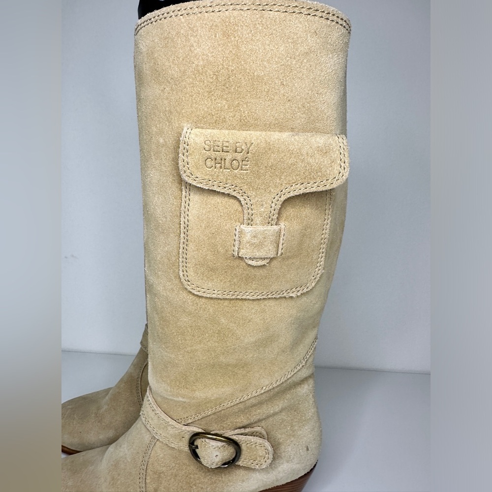 See by Chloe Western‎ Suede Tan Calf Heeled boots with Pocket sz 36 - Picture 10 of 10